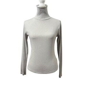 Old Navy Normcore Gray Ribbed Turtleneck Long Sleeve Stretch Top Womens Size M